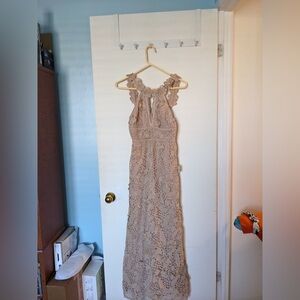 BCBGMaxAzria Lace Maxi Dress in Beige